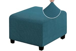 AQIGR Stretch Hockerbezug Quadratisch 40x40/50x50/60x60 Hocker Fußstütze Schonbezug Ottoman Cover Ottomane Hocker Protector Hockerabdeckung Mit Elastischem Boden (Color : #15, Size : L)