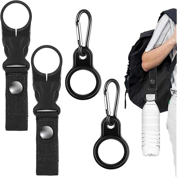 Clip Bouteille Eau Porte-bouteilles Ceinture 4 Pièces - Clips Nylon Noir - Randonnée Sport Ceinture Porte Gourde