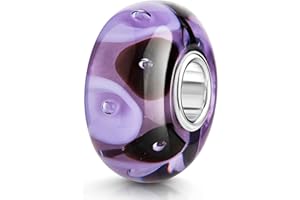 MATERIA by Matthias Wagner Glas Bead flieder lila dunkelrot mit Luftblasen für Beads Armband 1443