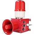 Luocute Industrial Siren Alarm, Horn Strobe Flashing Alarm Siren 50-60HZ 115db Outdoor Siren Safety Alarm Horn Indoor Warning Siren Light Emergency Waterproof, LED High Power Siren