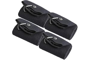 Dapuly Tri-Fold Lot de 4 serviettes de golf en microfibre avec motif gaufré et chiffon de nettoyage pour balles de golf avec mousqueton