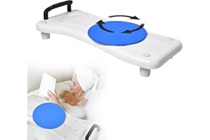 LARS360 Vasca da bagno con piastra girevole, seduta regolabile per anziani con manico nero e ripiano per sapone, carico massimo 150 kg, per vasca da bagno da 41-63 cm, LARS-(HAG1368A)