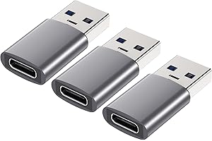 BLKEER USB C to USB Adapter USB C Plug 3 Pack Female to USB Male Adapter, USB C to USB A Adapter for iPhone 15 Pro Max MacBook Air Pro iMac iPad mini XPS, More Type C or Thunderbolt 3/4 Devices,Grey