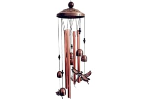 HUDHOWKS Libélula Viento Exteriores, 31.5 Pulgadas Carrillon Viento Conmemorativas Estilo con 4 Tubos Metal Y 6 Campanas, Campanillas Viento para Jardín, Porche, Patios Decoración