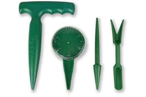 PopManko 4Pcs Bulb Planter Tool Set, Includes Garden Hand Tool Dibber for Planting Bulbs, Plant Flower Seed Dispenser, Transplanting Widger and Dibber for Garden Greenhouse