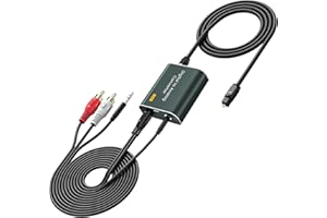 Ozvavzk Adaptateur Optique vers RCA,Convertisseur Audio Numérique Analogique Supporte Optique Numérique vers Double Sortie Jack 3,5 mm,192 kHz DAC Audio avec Doubles Connecteurs Jack 3,5 mm