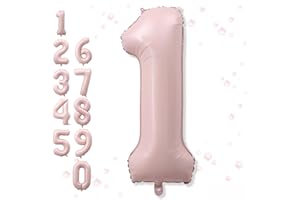 Froova Big Number 1 Balloons, Dusty Light Pink Foil 1 Balloon Numbers 40 Inch, Giant 1st Birthday Party Decor, Blush Pink Mylar Helium One Balloon for Shower Anniversary Decorations