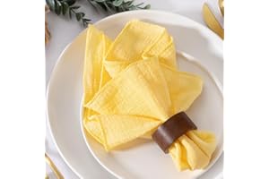 MLMW Gelbe Stoffservietten, Set mit 10 Stück, Leinen, Tischservietten, Stoff, waschbar, 41 x 41 cm, für Hochzeit, Party, Babyparty, Brautparty, Geburtstag, Tischdekorationen
