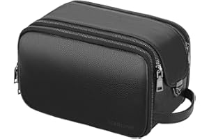 Leathario Bolsa de Aseo para Hombres y Mujeres de Cuero Auténtico Neceser de Viaje de Piel Grande