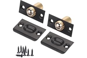 ALL-PIE Ball Door Catches for Internal Doors 2 Pack Roller Adjustable Ball Latches Spring Ball Bearing Door Catch for Cupboard Closet Top (Black)