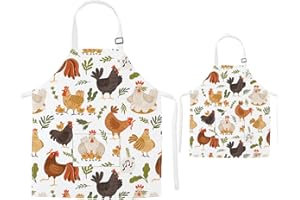 TRYTUTRY Parent Child Grembiuli con Tasca - Carino Abbinamento Grembiuli per Bambini e Adulti, Regolabile Neck Fibbia Parent Kid Grembiuli per Artisti Chef Cottura