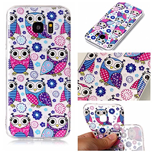 Samsung S7 Edge Case, Galaxy S7 Edge Cover,Transparent Clear Soft TPU Gel Cover Protector Case for Samsung Galaxy S7 Edge, Cozy Hut Crystal Clear TPU Case Soft Slim Anti-Scratches Shock Absorption Soft Silicone Back Colorful Printed Pattern Silicone Case Protective Cover Cell Phone Case for Samsung Galaxy S7 Edge ( G9350F ) 5.5 Inch - owl