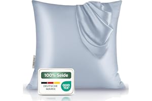 ‎BENE-SLEEP bene-sleep® Premium Silk Pillowcase - 100% Mulberry Silk 22 Momme | Oeko-Tex Certified* | Anti-Frizz & Wrinkle Reduction | Cooling, Hypoallergenic, Skin Friendly & Luxurious (Grey Blue, 40 x 40 cm)