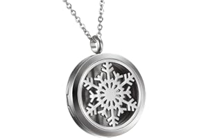 ‎FLONGO Flongo Fragrance Chain Aromatherapy Aroma: Necklace for Essential Oils Stainless Steel Heart Fragrance Chain Diffuser with 6 Coloured Felt Pads Oil Pads Silver for Women