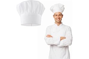 LUSOFIE Gorro de Chef para Adultos Gorro de Cocinero Hombre Elástico Ajustable para Panadero Gorro de Cocina Mujer Blanco para Cocinar Gorros Cocinero
