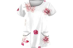 SAYMANY Damen Pfleger Schlupfkasack Kurzarm Kasack Rundhals T-Shirt Tuniki Bluse Krankenpfleger Kosmetikerin Uniform Hospital Pflegeheim Schlupfhemd Berufskleidung Schlupfhemd Damen Medizin Uniform