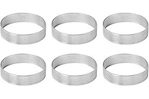 Wisyurt Moules à Gâteau, 6 PièCes SéRies en Acier Inoxydable Poreux à, Moule à Perforé, Anneau à Gâteau en Mousse avec Trous 7 Cm