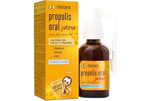 ‎MEDEX Medex Propolis Oral Junior, alkoholfrei Mundspray und Rachenspray, wasserbasiert, OHNE Alkohol; mit Zusatz von Honig, Salbei, Niacin, Fichtenspitzen, mit Applikator, für Kinder ab 3 Jahren, 30 ml