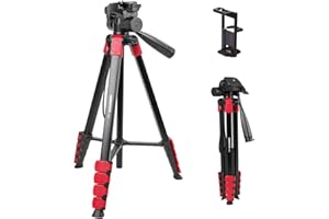 CAMBOFOTO 172cm Professional Tripod, Aluminum Alloy with Clamp and Carry Bag (Compatible with Smartphones/Tablets/DSLR)