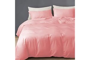 GREATOYAR Juego de Nórdica,Juego de Funda de Edredón, Set de 3 Piezas, 1 Funda Nórdica, 1 Sábana Bajera Ajustable, 1 Funda de Almohada, 100% Poliéster, Transpirable, para Cama 90cm, Rosa