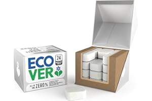 Ecover Zero Tablettes Lave-vaisselle Tout-en -1, Nettoyage Efficace, Dégraisse, Fait Briller, 1 Paquet de 24 Tablettes