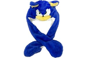 BJPERFMS Sonic Cappello, Sonic Cappello Orecchie Che Si Muovono, Sonic the Hedgehog Cappello con Orecchie Che Si Alzano, Sonic Cappello in Peluche per Feste, Regalo di Compleanno per Ragazzo e Ragazza