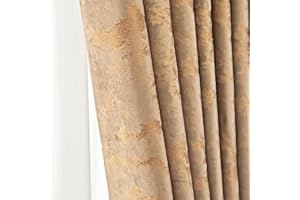 Amidoudou Bleistiftfaltenvorhänge, Samtvorhänge für Schlafzimmer, Wohnzimmer, luxuriös, Retro, goldfarben, 1 Paar