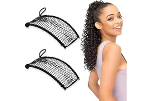 BQRKOTM 2 Stücke Banana Clip Der Doppelkamm Dehnbar Bananenspange Haare 30 Zahn Bananen Haarspangen Damen Für Dickes Wellenförmiges Verworrenes Natürlich Lockiges Haar (Schwarz)