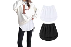 Zhiaek 2 Piezas Falda Camisa Falsa Mujer Extensores de Camisa Faldón Camisa Falsos Mujer Parte Superior Inferior Ajustable con Capas para Jerseys, Sudaderas, Chaquetas