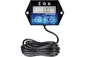 RileyFine Tachometer für kleine Motoren Digitaler Stundenzähler Drehzahlmesser Drehzahlmesser für Rasenmäher Auto Traktor Generator Boot Roller Motorrad Luftkompressor Druckscheibe Kehrmaschine