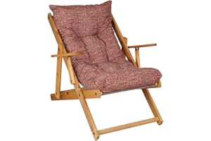 LIBEROSHOPPING Sillón plegable de madera de abeto con 3 posiciones, cojín de tela acolchada para salón o jardín, fabricado en Italia, relax (rojo strit)