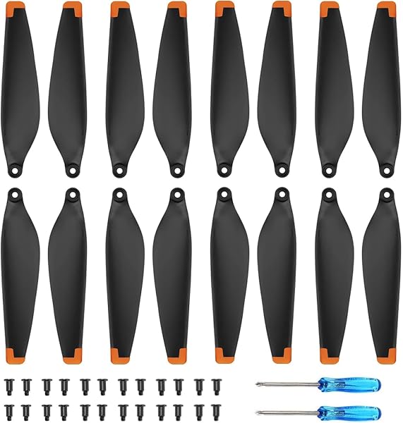 Bocguy 16 Pcs Drone Eliche Mini 3, Eliche per Mini 3 Accessori Sostituzione Drone con 24 Viti & 2 Cacciavite, Basso Rumore & Stabile (Orange) - 1