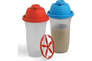 SIGNORA WARE Shaker Protéiné de 500ml, Lot de 2, pour Boisson Protéinée, Compléments Alimentaires En Poudre, Protéines de Musculation, Vinaigrettes, Gourdes de Sport Sans BPA