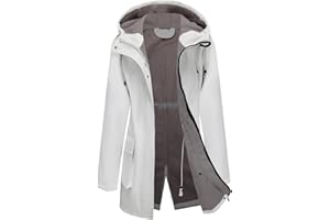 CHIGUO Chaqueta impermeable ligera de invierno para mujer, abrigo cálido con forro polar, chaqueta larga de softshell
