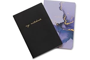 burde Marble & Notes Lot de 2 – Carnet A5 Marble lilac à couverture souple, design élégant pour étudiants, enseignants et professionnels, 80 pages
