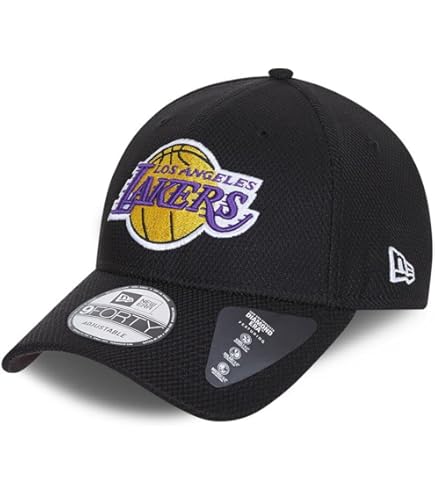 Casquette New Era 9Forty Strapback - Los Angeles Lakers, Side Patch - Courbe Réglable, 100% Coton, Bandeau Absorbant
