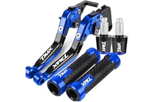 YYSMO per Yama&ha TMAX 500 TMAX500 2008 2009 2010 2011 2012 2013 2014-2022 2023 2021 Accessori Moto Pieghevole Regolabile Leve Freno Frizione Manopole estremità(Blu)