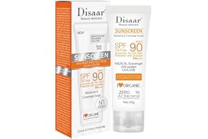 DISAAR BEAUTY SPF 90 Crème Solaire Protection Instantanée UVA UVB Fond de Teint PA+++ Oil Free Sunblock Cover Protect Protect Perfectly Moisturizing Coverage Surge 40g