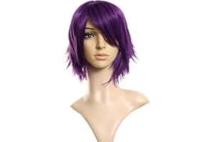 Prettyland Lila Kurze Stufen-schnitt fransig Hitzefeste fransige Perücke Violet Wig C197