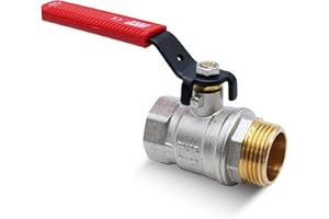 DOJA Barcelona | Dźwignia Zawór kulowy | Czerwony | 3/4" | M - H | Dźwignia Krzyżowa Kran krokowy ze stali węglowej | Zawór dźwigniowy do pomp wodnych, zbiorników, kranów zewnętrznych, przyłączy