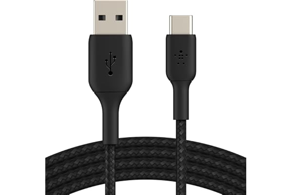 Belkin USB-IF Certified Braided 15W USB-A to USB-C (Type C) Fast Charging cable, 3.3 Feet / 1 Meter, Black