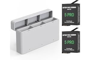 Adicop Action 5 Pro Baterii kompatybilny z DJI Action 5 pro/3/4, 2 sztuki 2100mAh Baterii + Akcesoria do Szybkiej ładowarki kompatybilny z Action 5 Pro/3/4 Kamerą
