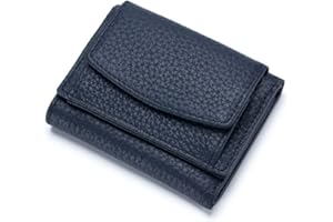 ZhaoCo Small Wallet with Coin Pocket Genuine Leather Womens Wallet Purse RFID Blocking Credit Card Holder Coin Purses for Girls Ladies - Dark Blue
