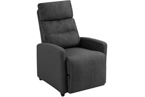 ‎MINGONE Mingone Fernsehsessel Relaxsessel mit Liegefunktion TV Sessel Modern Schmal Loungesessel Liegesessel mit 155° Liegefunktion bis 150kg aus Leinenstoff, Dunkelgrau