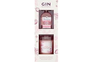 BLUE TREE Gordon's Gin and Candle Gift Set with 5cl Miniature Pink Gin and a 150g Juniper & Strawberry scented candle. Gift for Birthday, Gift for Her.