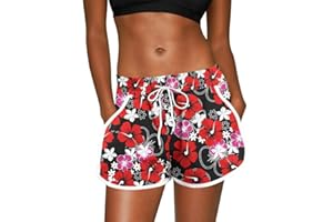 For G and PL Damen Sommer Boardshorts Tropical Mit Bund Und Druck Boardhose S-XXL