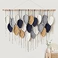 Beauenty Macrame Wall Hanging, Boho Handmade Woven Macrame Tapestry, Chic Leaves Wall Art Decoration, Handmade Gift for Bedroom Living room Nursery Apartment 100 x 80 cm (B)