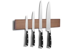 ENOKING Porte Couteaux Aimanté, 40cm Aimant Couteau Mural en Bois D'Acacia, Barre Aimantée pour Couteaux avec Aimant Extra Puissant, Support Couteaux Aimanté de Cuisine pour Ustensiles et Outils