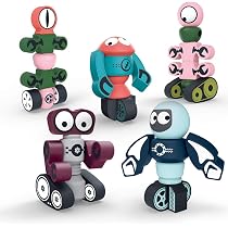 TEMI - Juguete de Robot Magnético para Niños de 3-5 Años - Juguetes de Monstruos Magnéticos Apilables y Transformables con Caja de Almacenamiento, Set para Niños de 3, 4, 5, 6