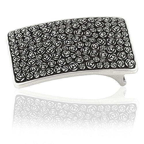 Preisvergleich Produktbild Gürtelschnalle Buckle 40mm Metall silber geschwärzt - Buckle La Rosa - Dornschliesse für Gürtel mit 4cm Breite - silberfarben geschwärzt